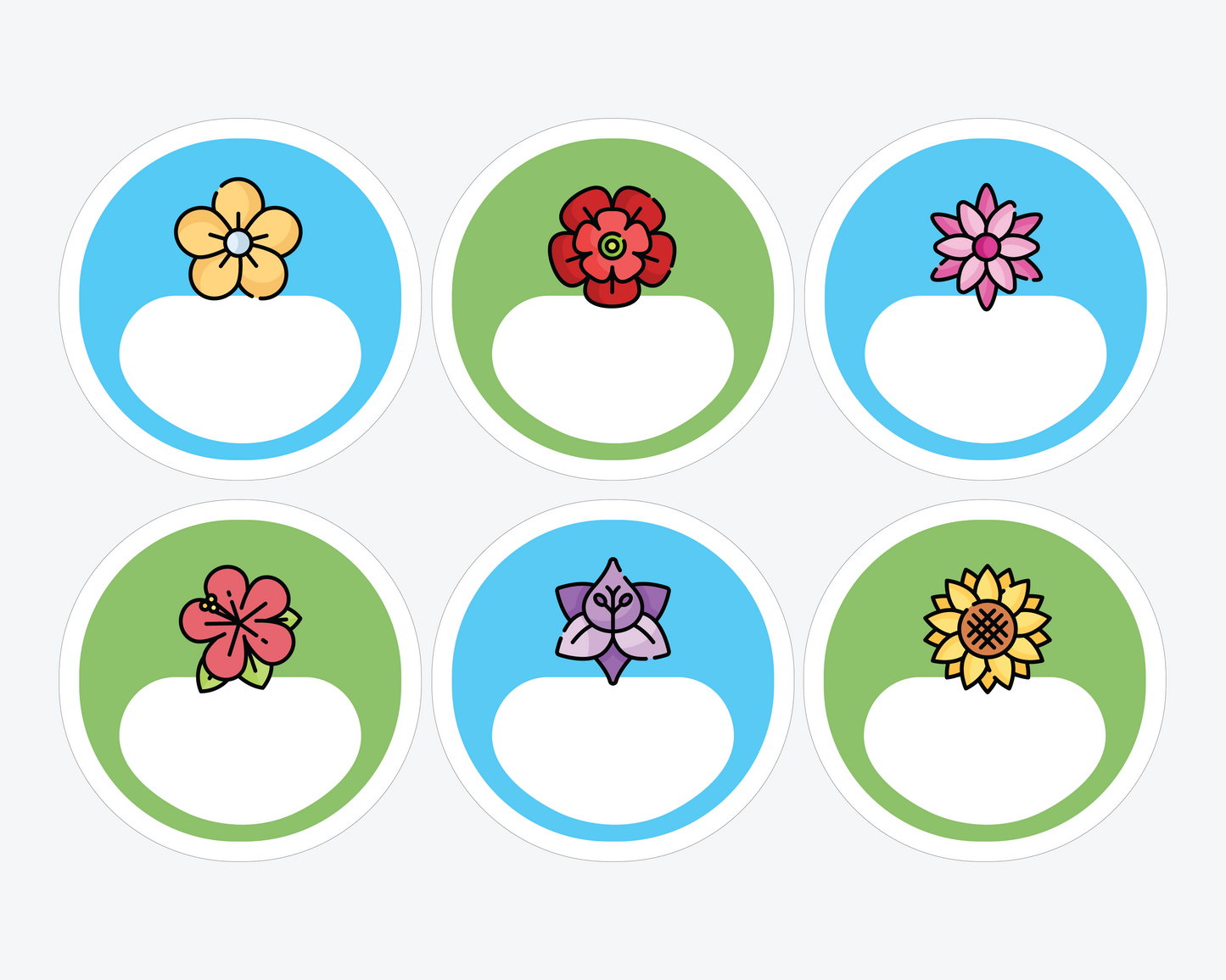 Round Flower Labels